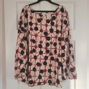 Simple by Suzanne Betro Boho Betik Polka Dot Batwing Sleeve Poncho Top 2X